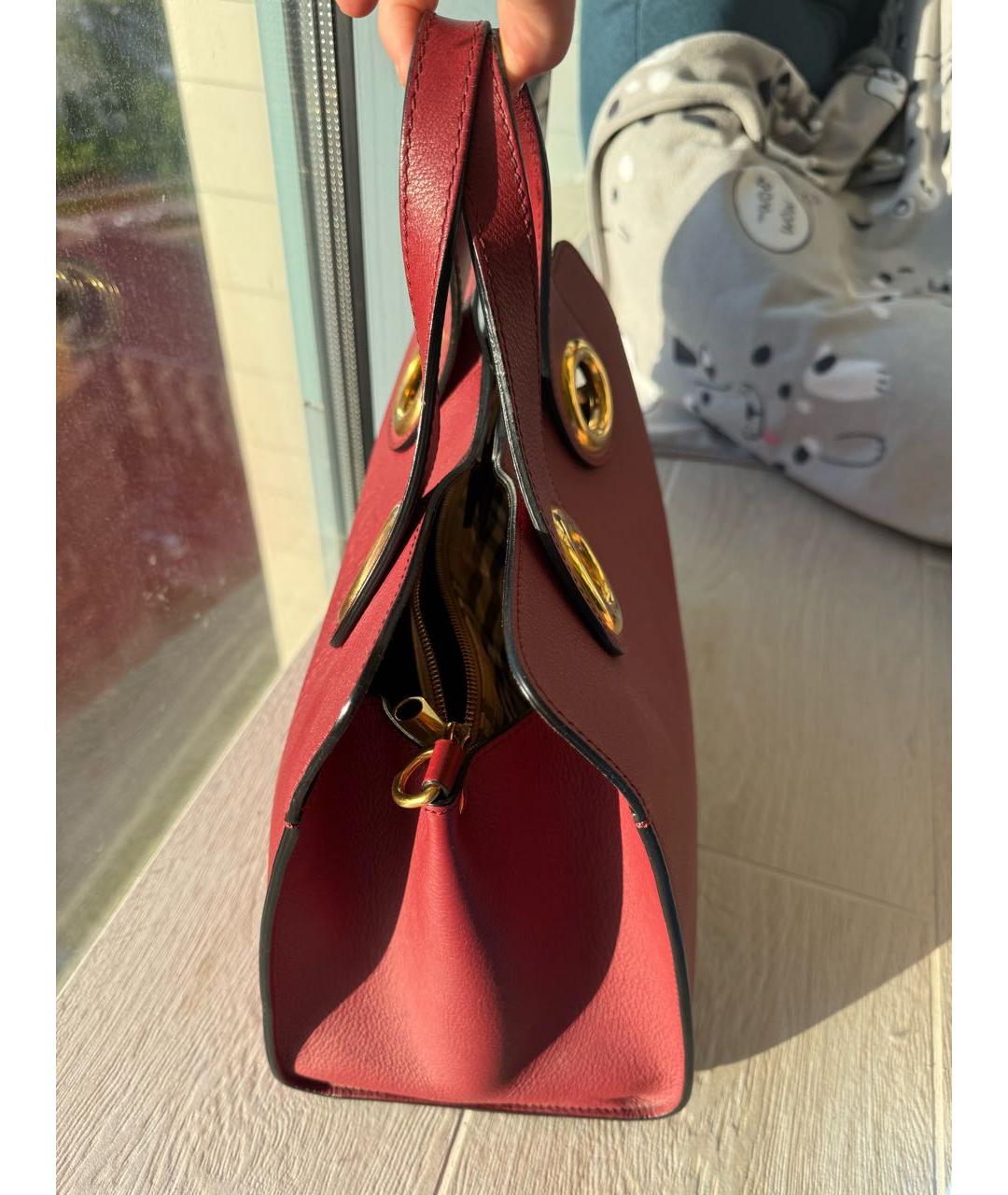 BURBERRY Бордовая кожаная сумка тоут, фото 3