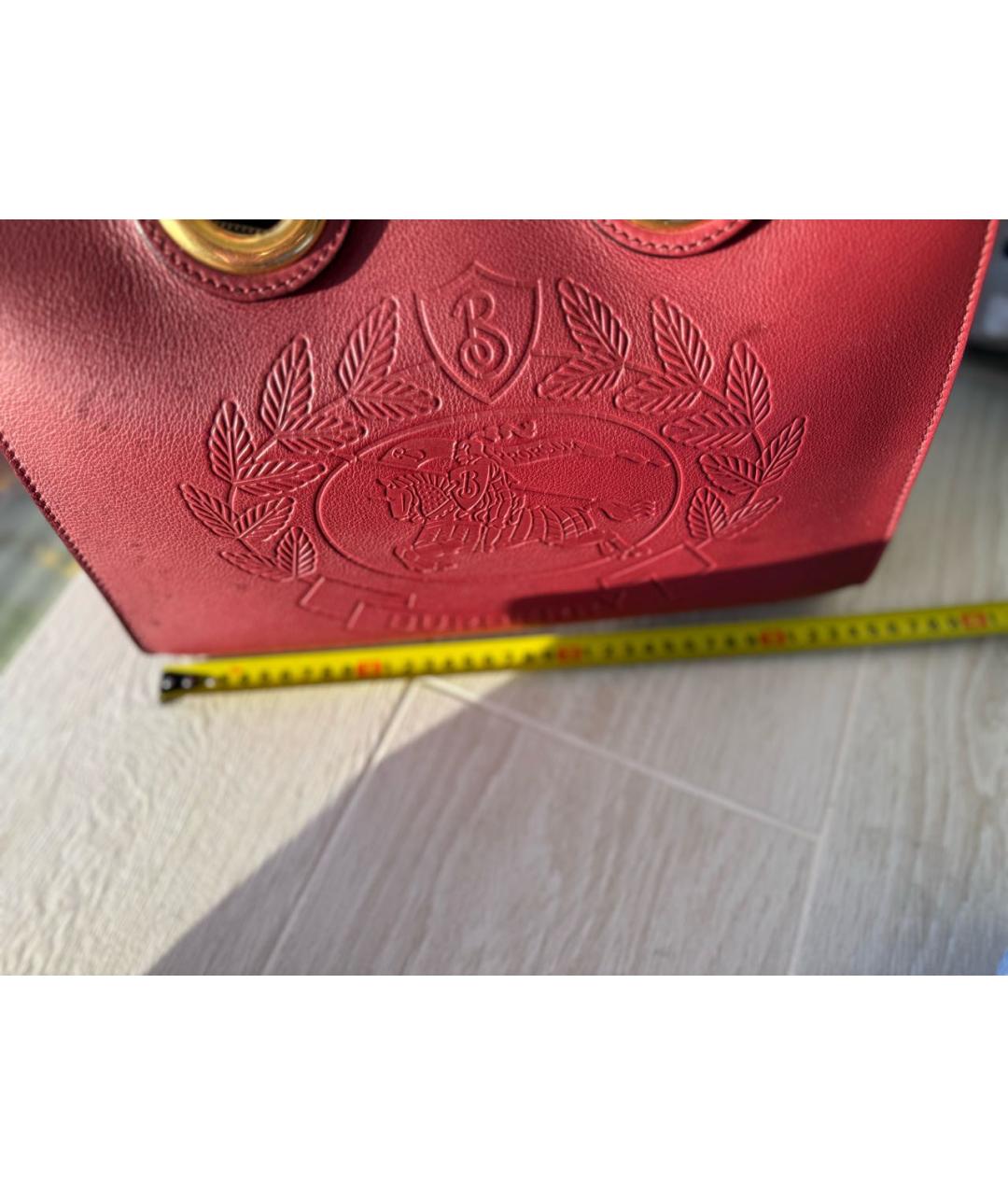 BURBERRY Бордовая кожаная сумка тоут, фото 5