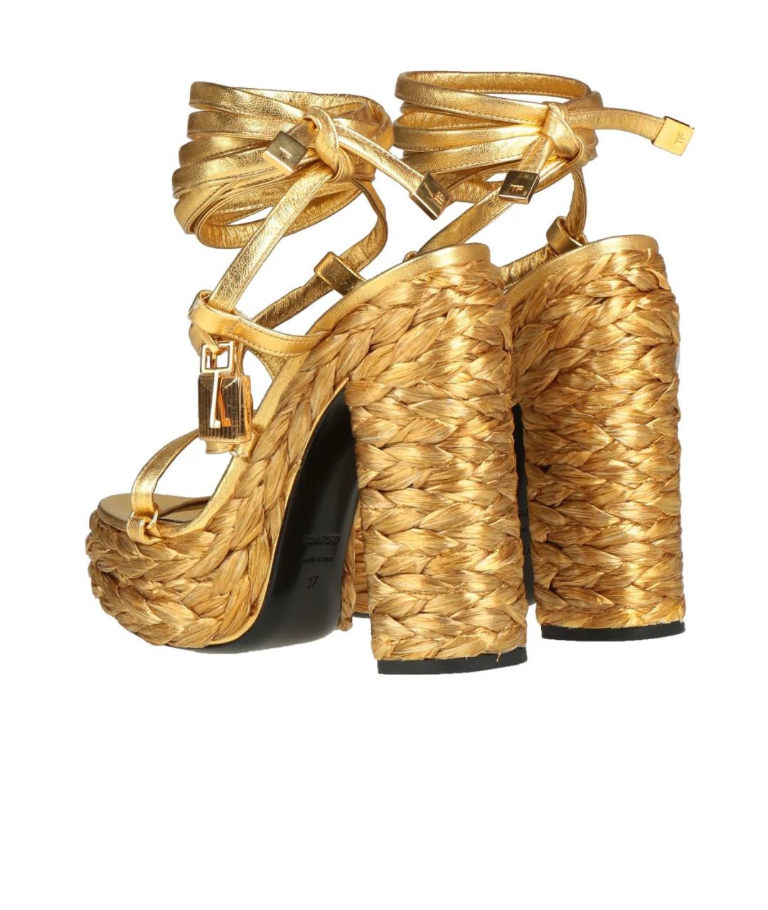 TOM FORD Золотые кожаные босоножки, фото 4