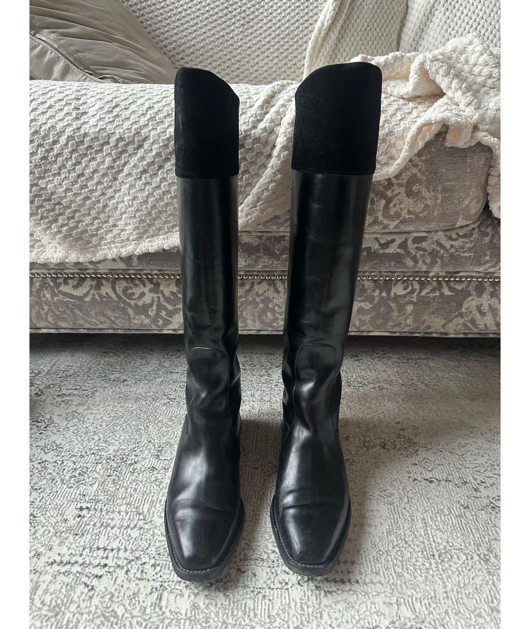 MANOLO BLAHNIK Черные кожаные сапоги, фото 2