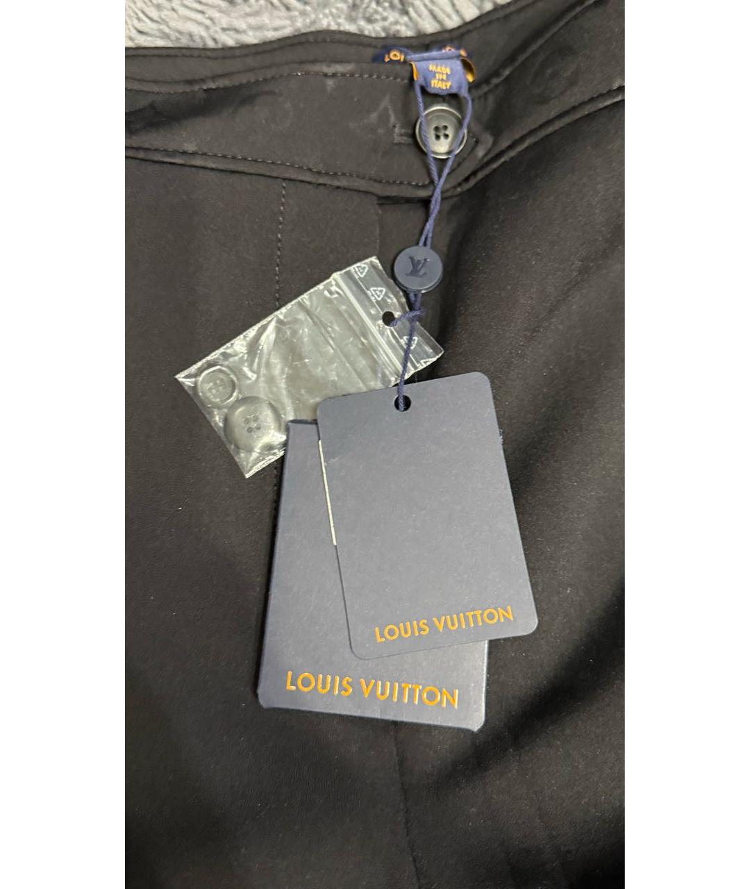 LOUIS VUITTON Черные полиэстеровые брюки узкие, фото 2