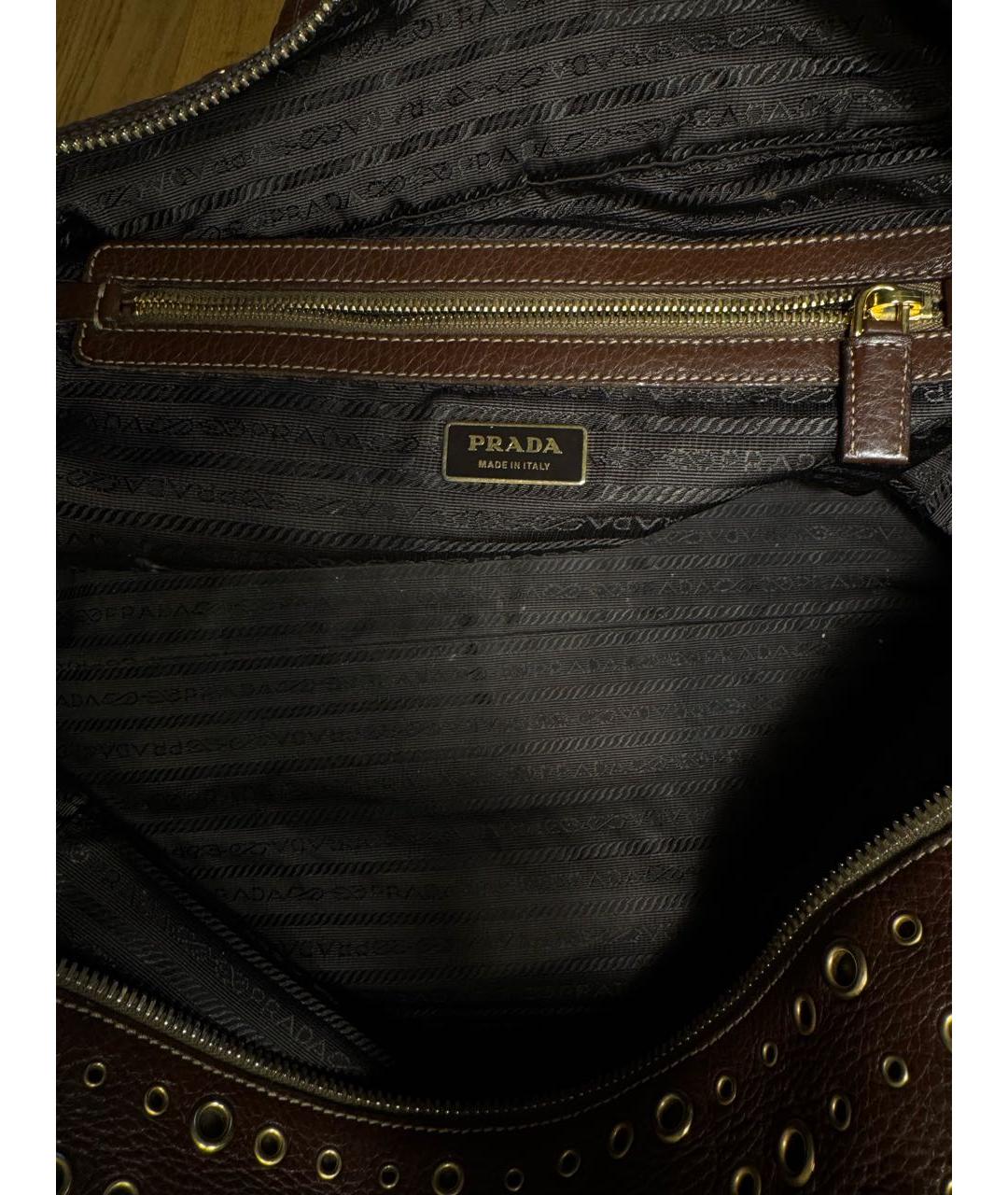PRADA Коричневая кожаная сумка тоут, фото 8