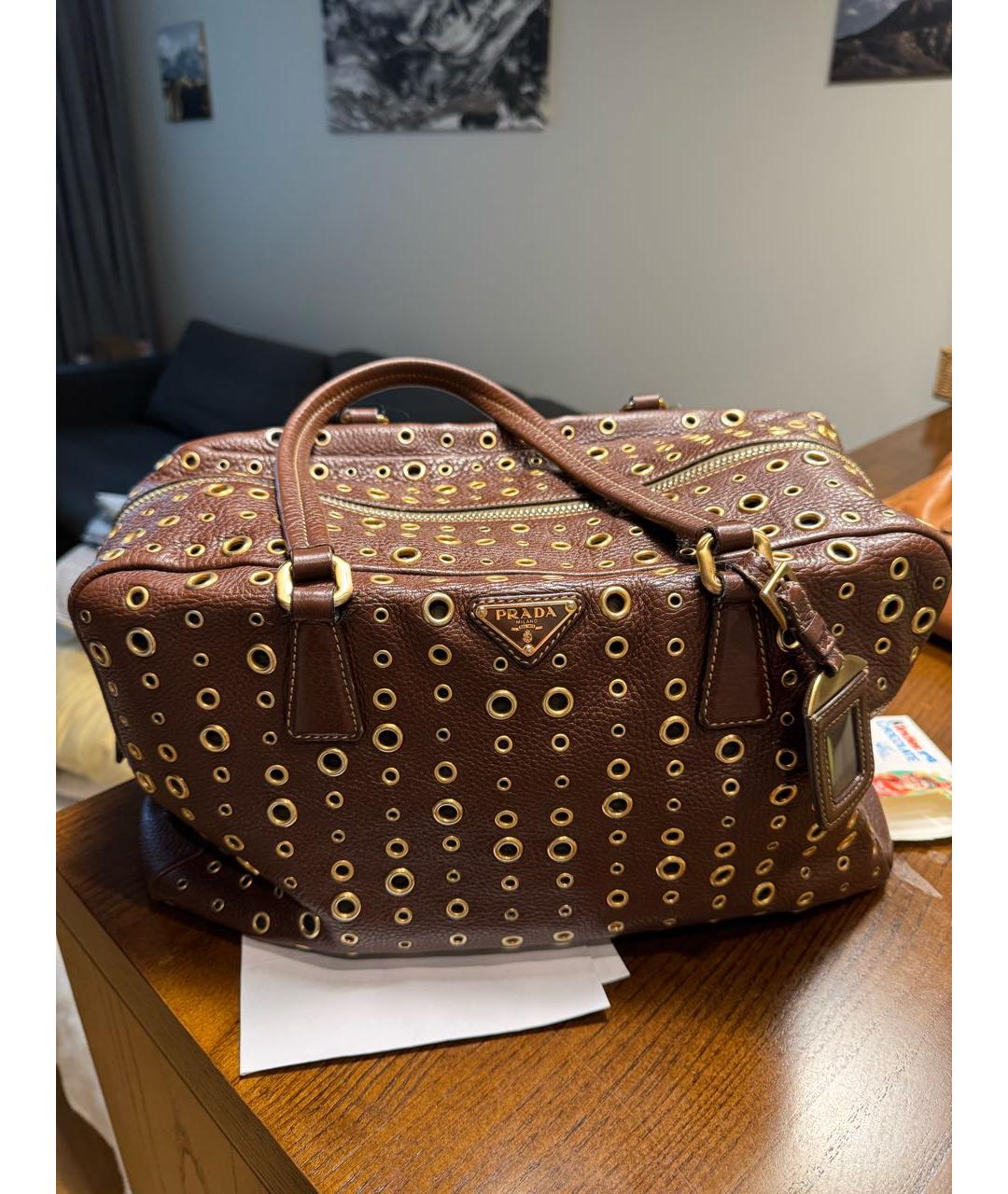 PRADA Коричневая кожаная сумка тоут, фото 2