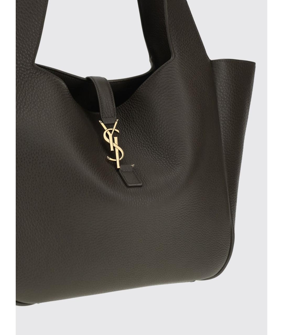 SAINT LAURENT Коричневая кожаная сумка тоут, фото 3