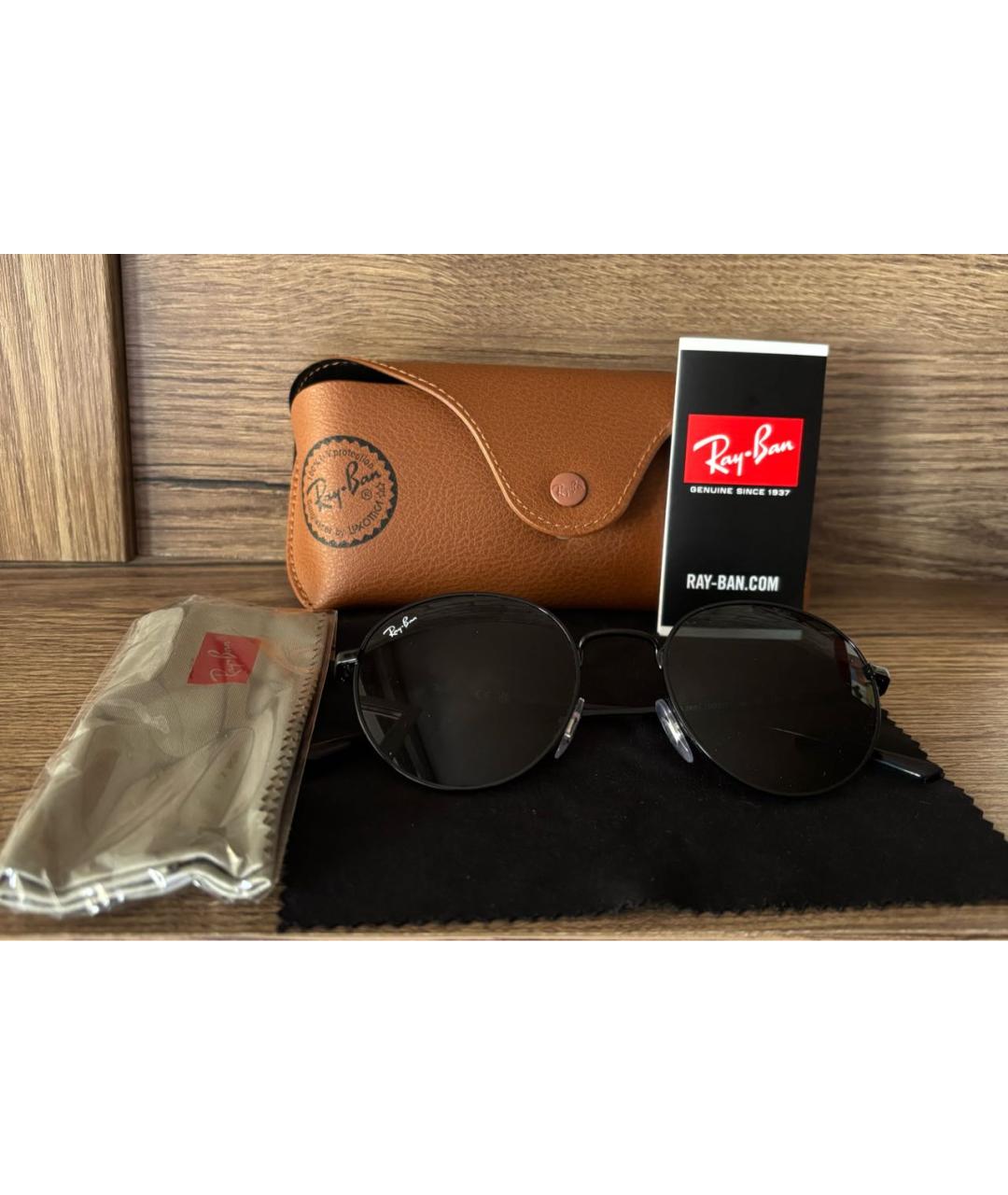 RAY BAN Черные металлические солнцезащитные очки, фото 4
