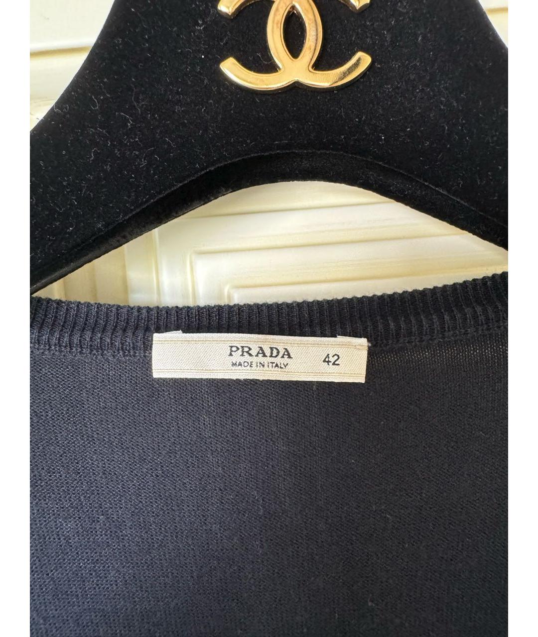 PRADA Темно-синяя хлопковая футболка, фото 2