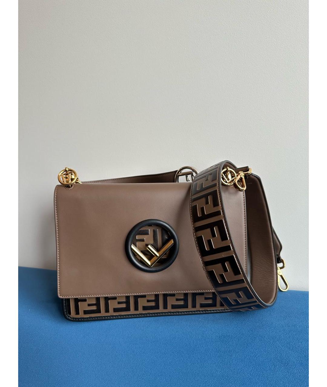 FENDI Коричневая кожаная сумка через плечо, фото 2
