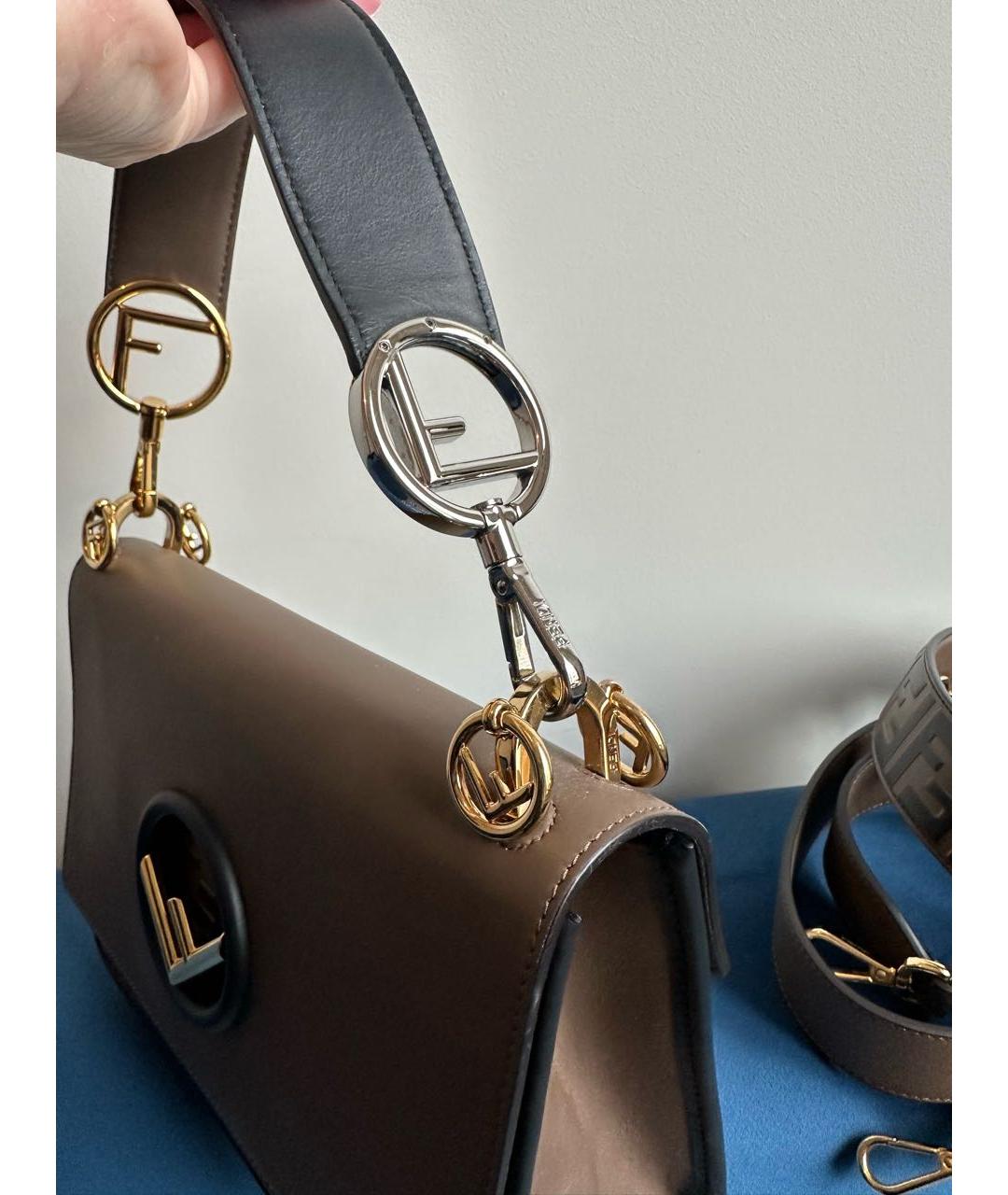 FENDI Коричневая кожаная сумка через плечо, фото 8