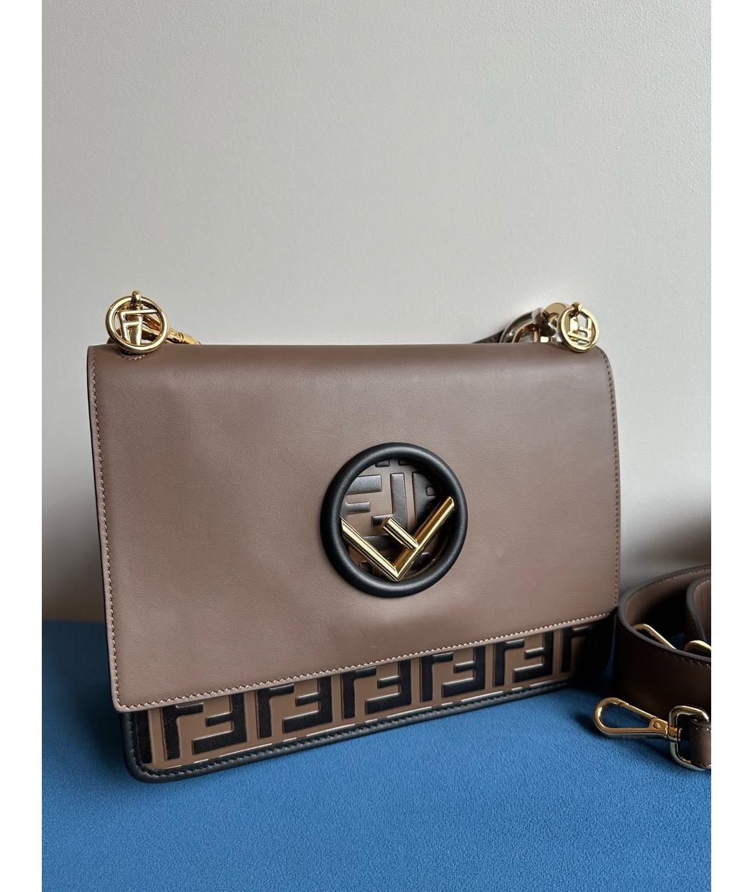 FENDI Коричневая кожаная сумка через плечо, фото 5