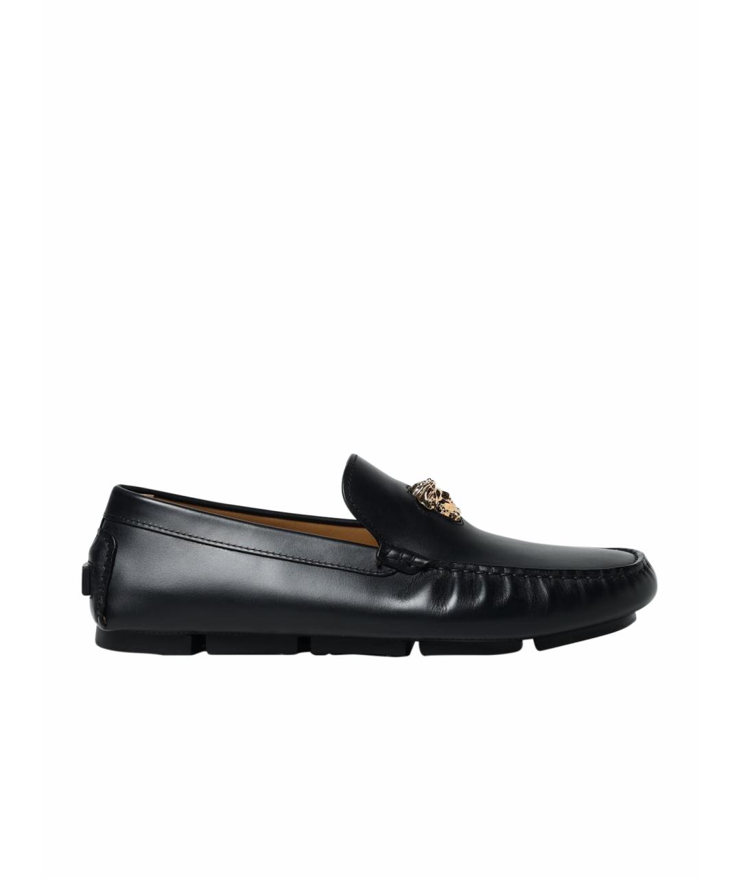 VERSACE Черные кожаные мокасины, фото 1