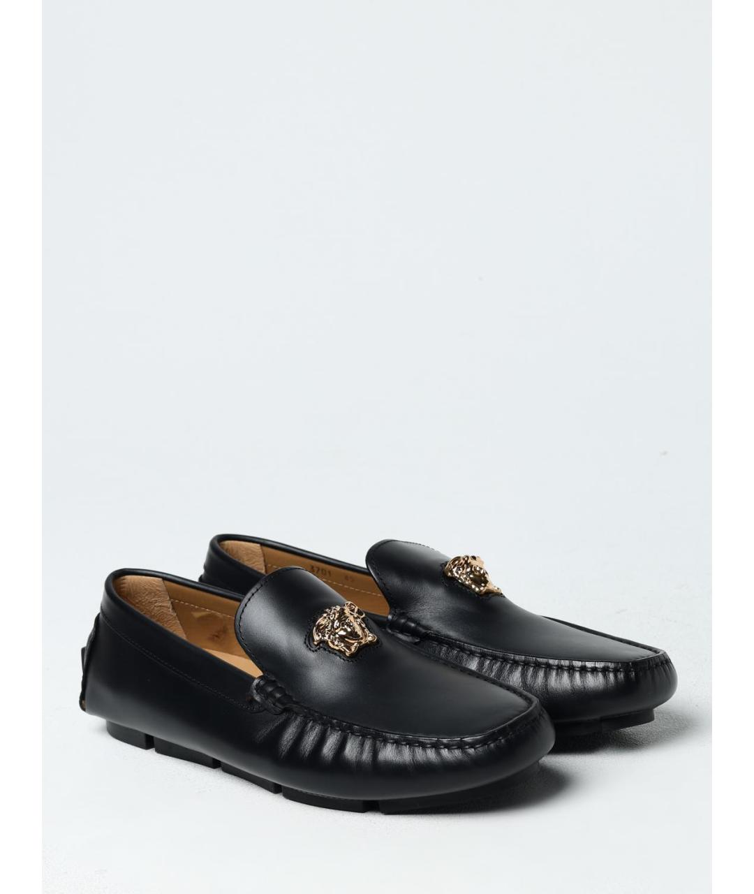 VERSACE Черные кожаные мокасины, фото 2