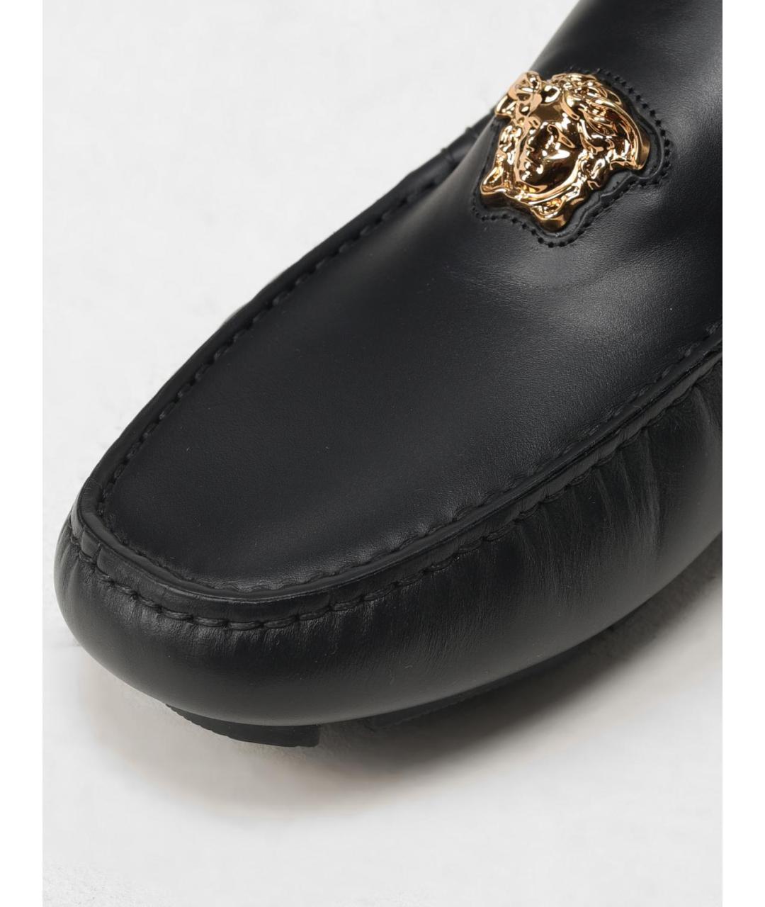 VERSACE Черные кожаные мокасины, фото 4