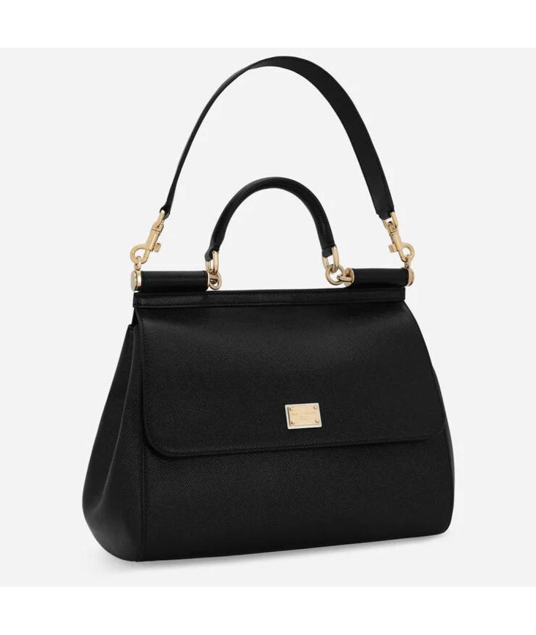 DOLCE&GABBANA Черная кожаная сумка с короткими ручками, фото 9