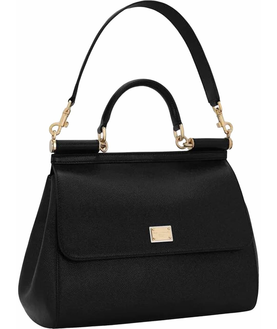 DOLCE&GABBANA Черная кожаная сумка с короткими ручками, фото 1