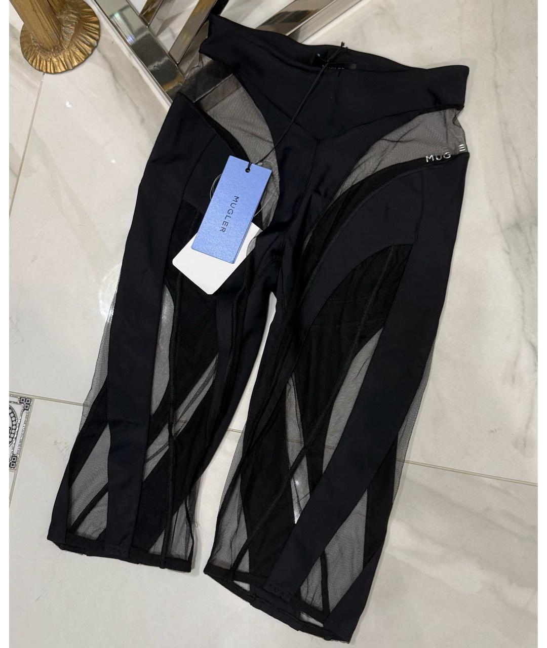 MUGLER Черные полиамидовые леггинсы и велосипедки, фото 4