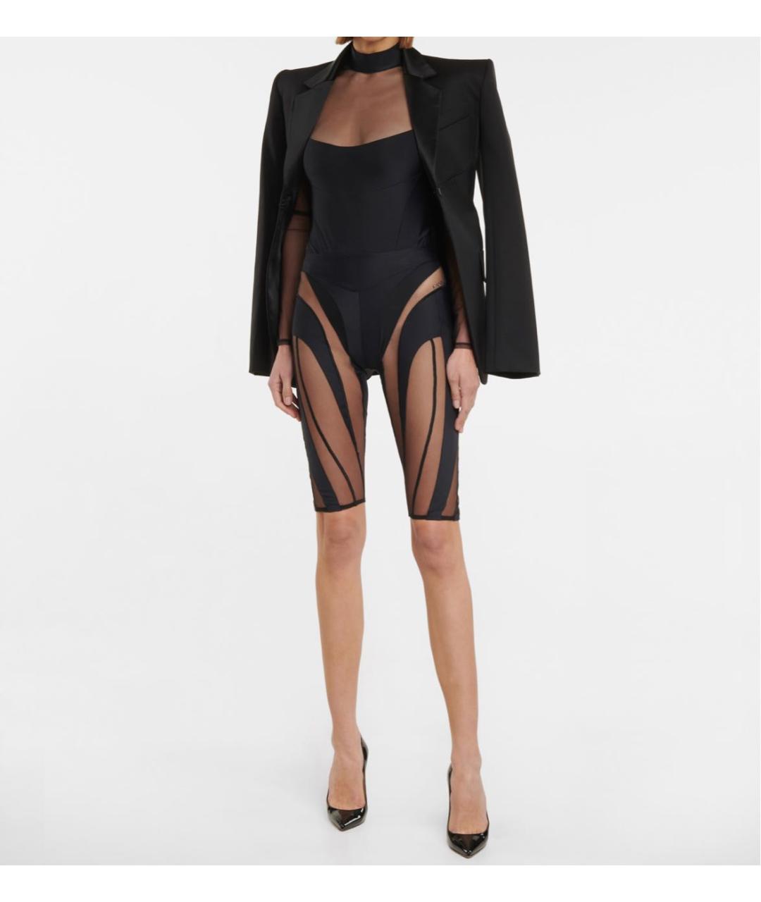 MUGLER Черные полиамидовые леггинсы и велосипедки, фото 2