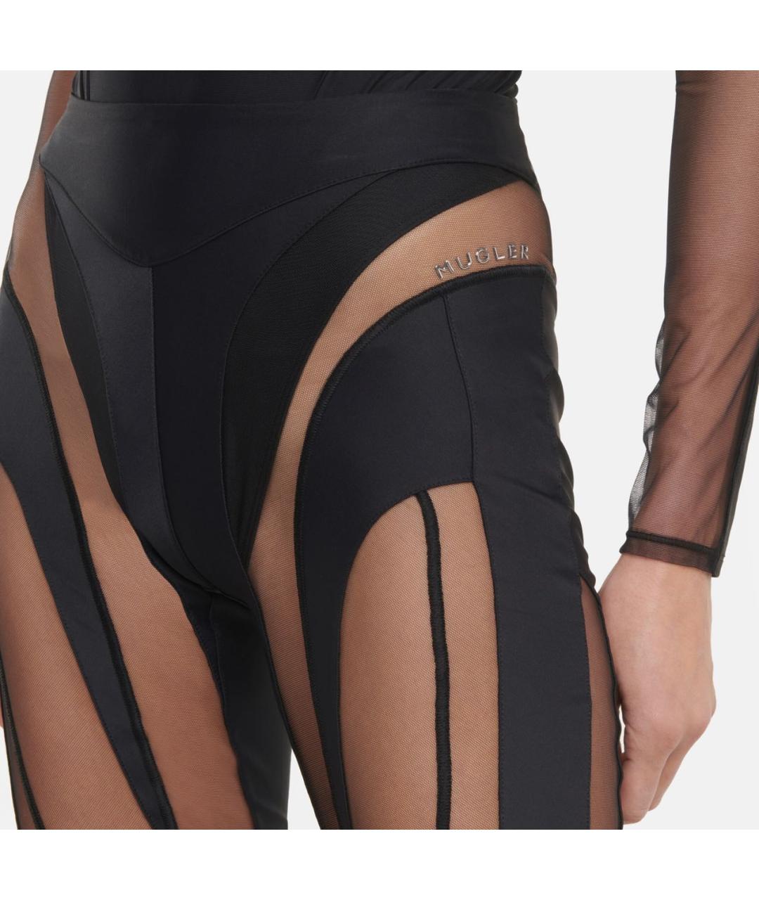MUGLER Черные полиамидовые леггинсы и велосипедки, фото 3