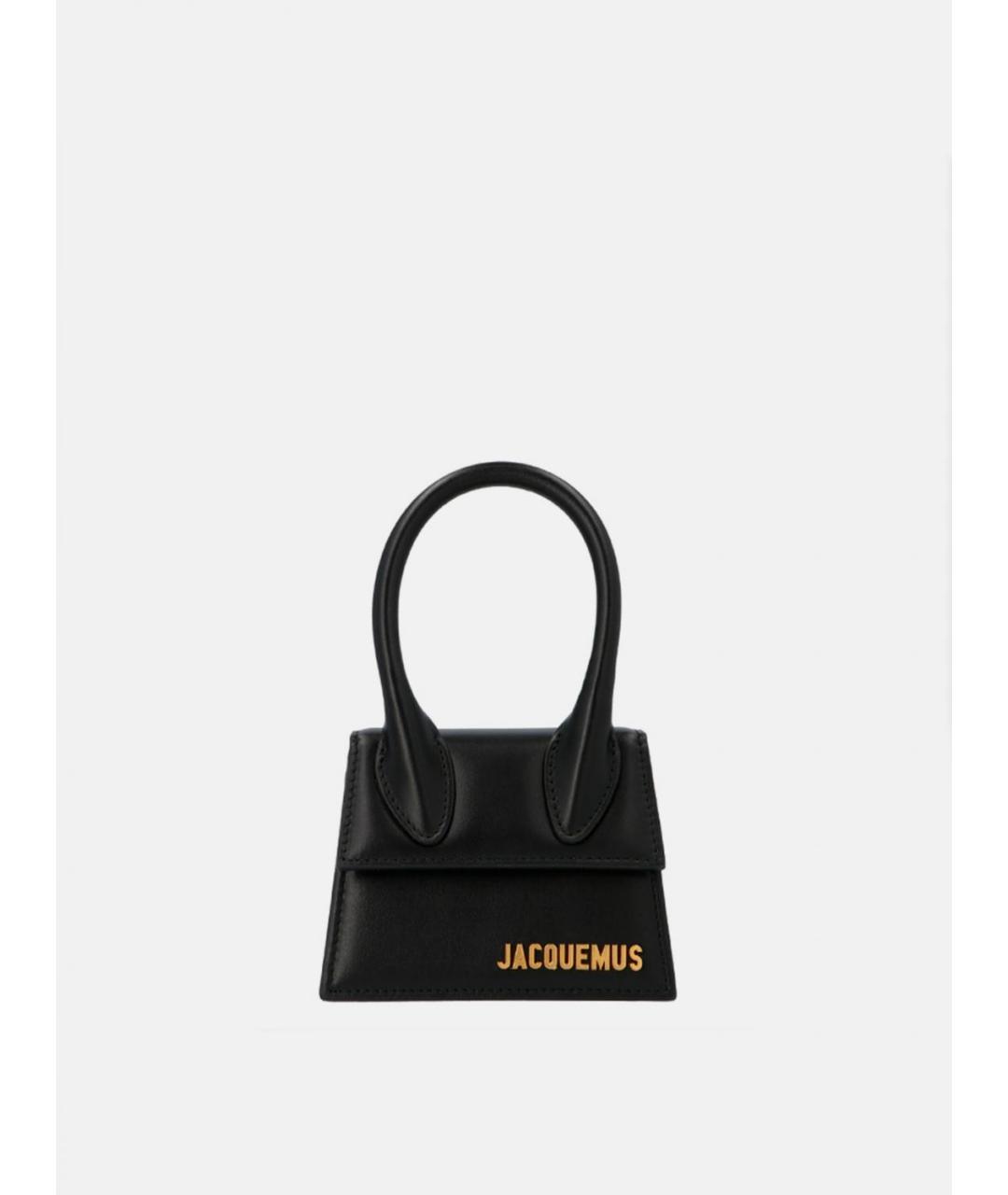 JACQUEMUS Черная кожаная сумка с короткими ручками, фото 4
