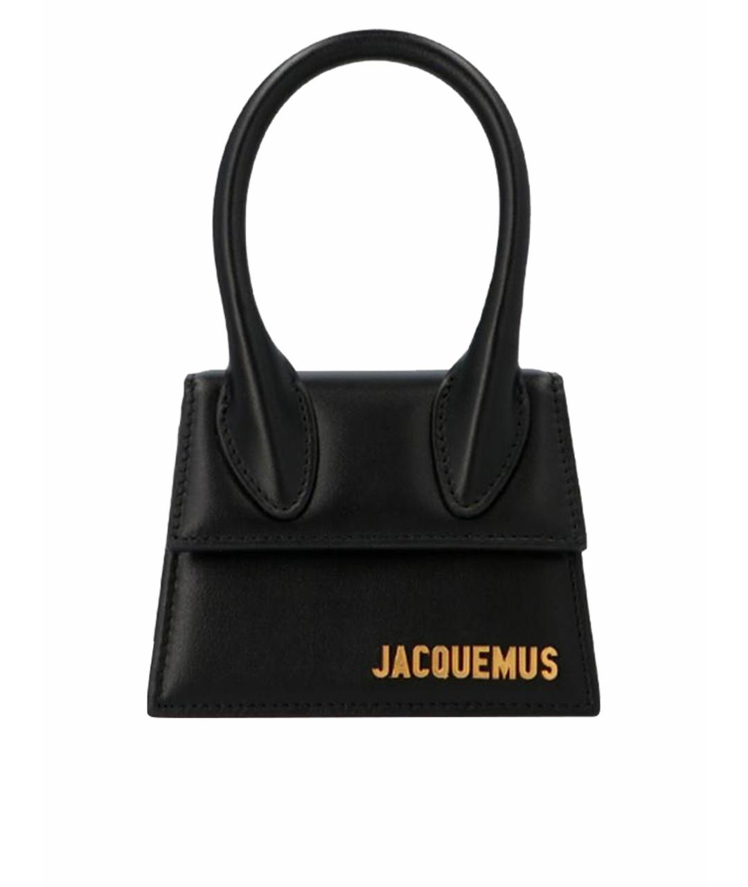 JACQUEMUS Черная кожаная сумка с короткими ручками, фото 1
