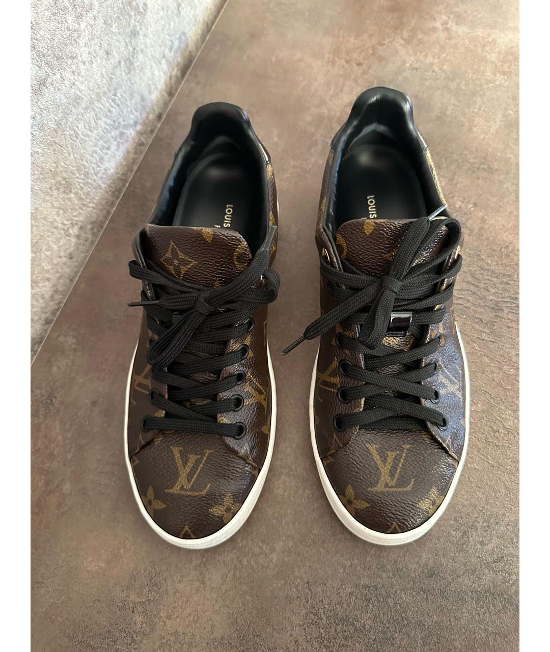 LOUIS VUITTON Коричневые кожаные кеды, фото 2