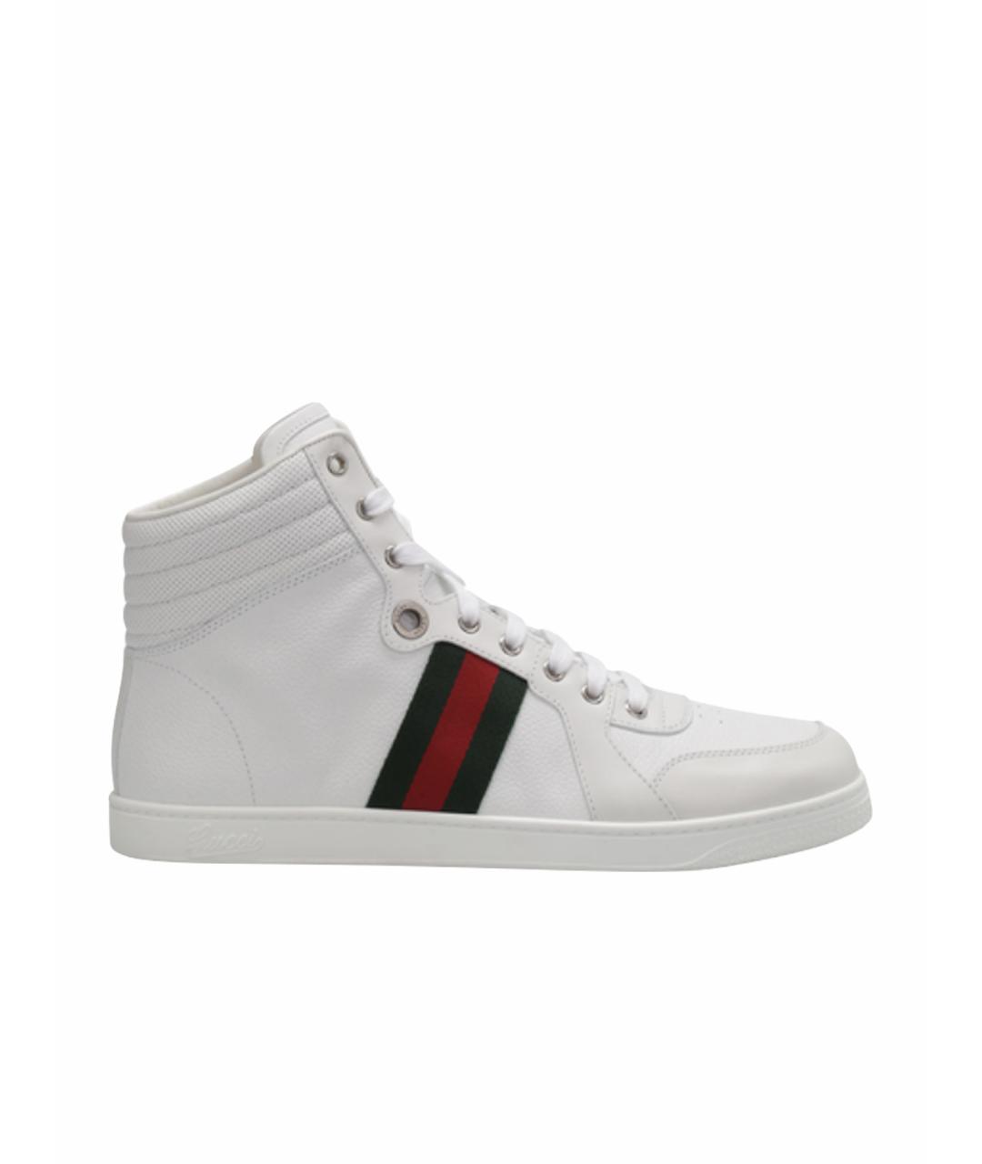 GUCCI Белые кожаные высокие кроссовки / кеды, фото 1
