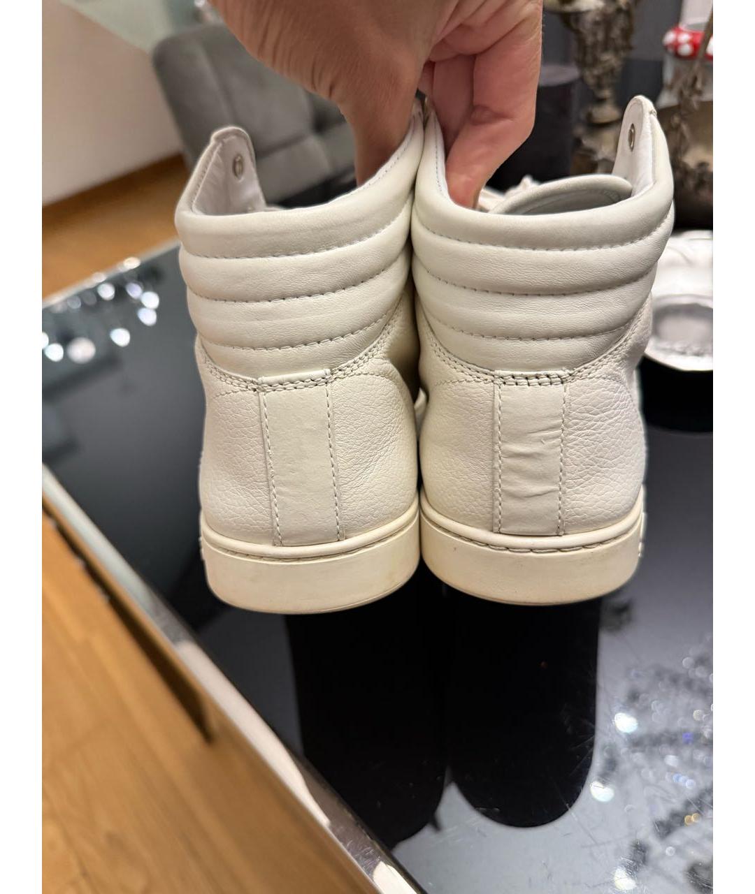 GUCCI Белые кожаные высокие кроссовки / кеды, фото 6