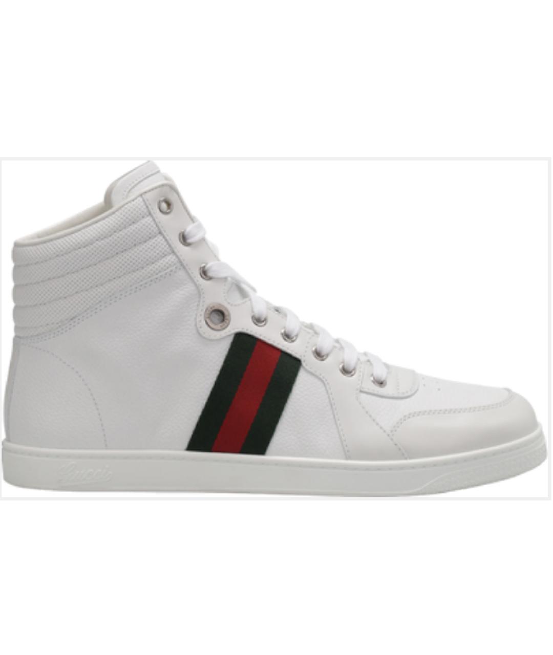 GUCCI Белые кожаные высокие кроссовки / кеды, фото 10