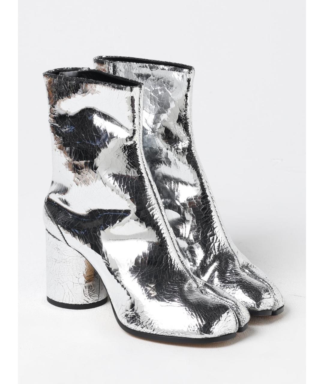 MAISON MARGIELA Серебряные кожаные ботильоны, фото 2