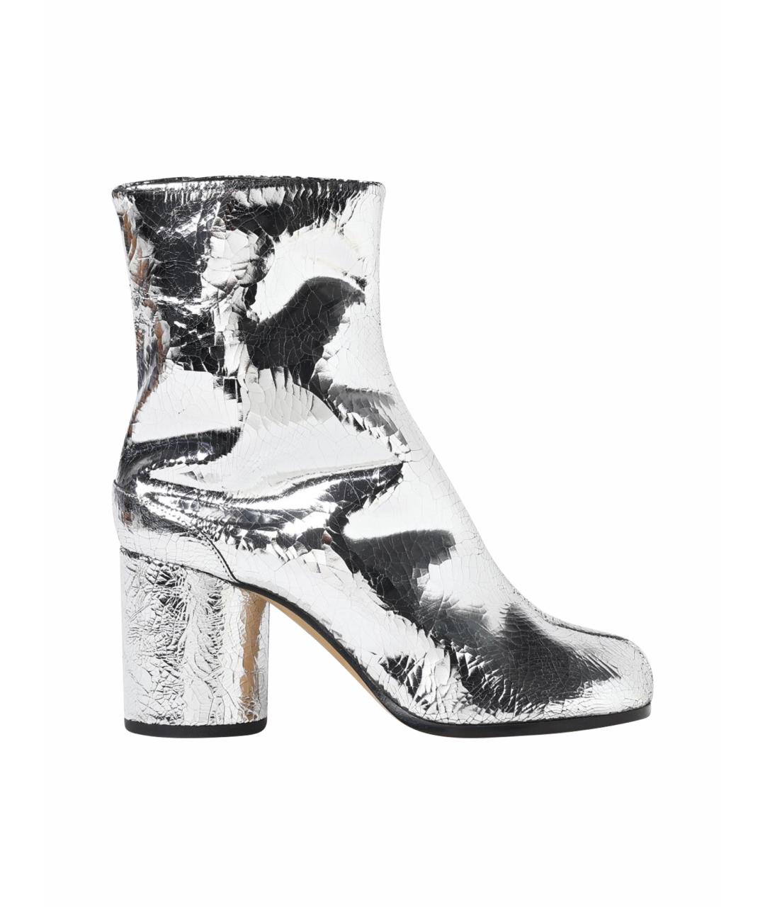 MAISON MARGIELA Серебряные кожаные ботильоны, фото 1