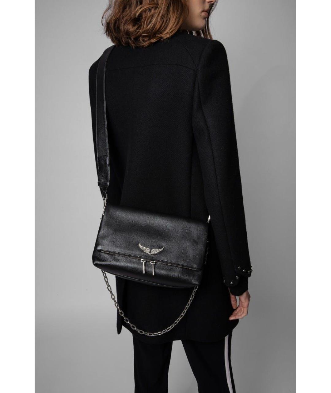 ZADIG & VOLTAIRE Черная кожаная сумка через плечо, фото 4