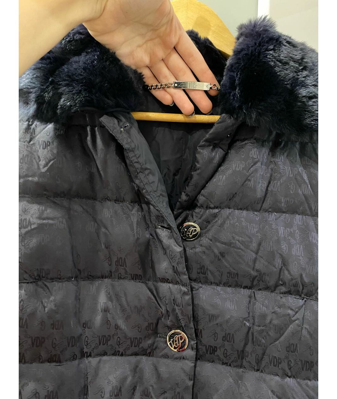 VDP Антрацитовое полиамидовое пальто, фото 3