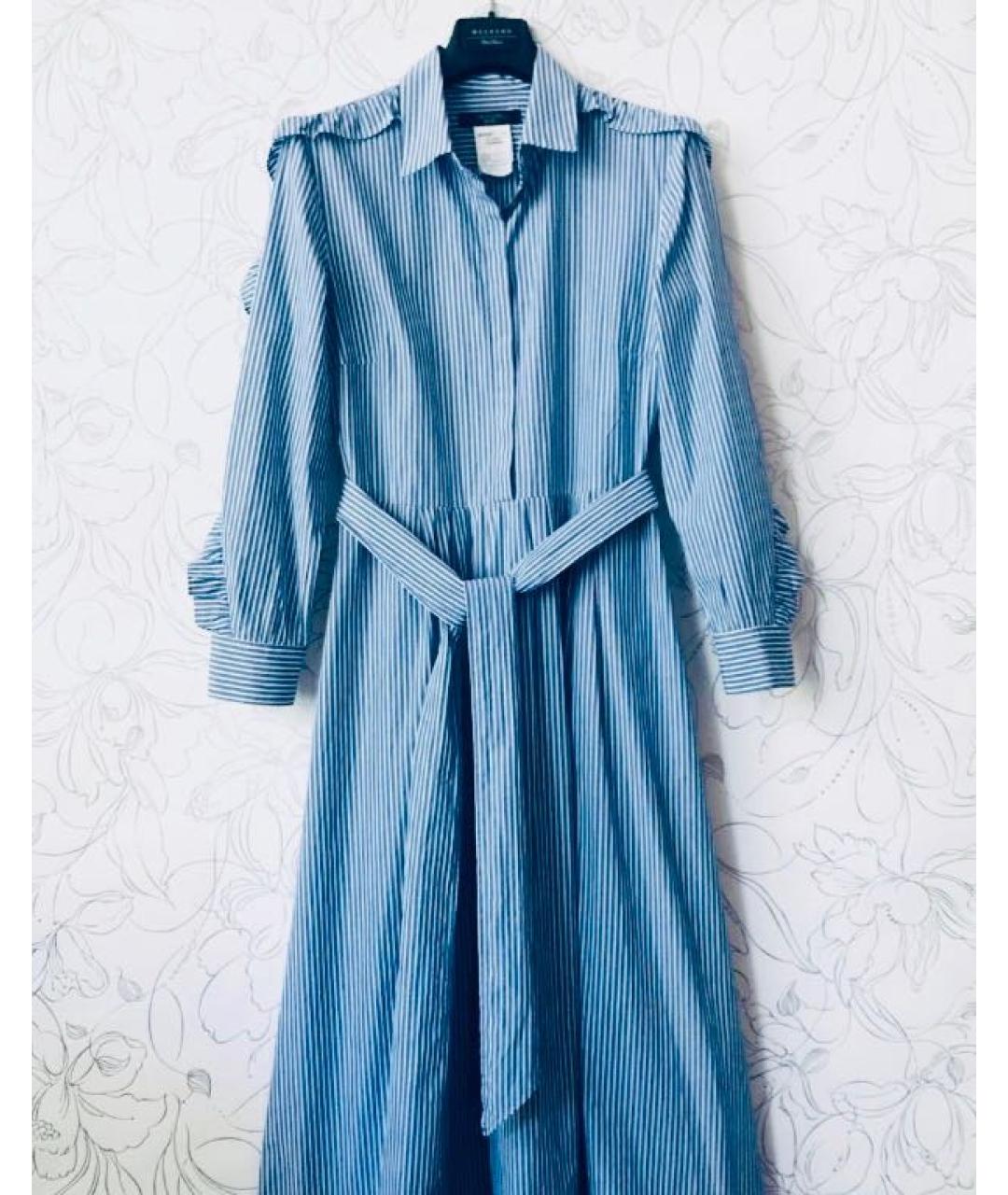 WEEKEND MAX MARA Голубое хлопковое повседневное платье, фото 7