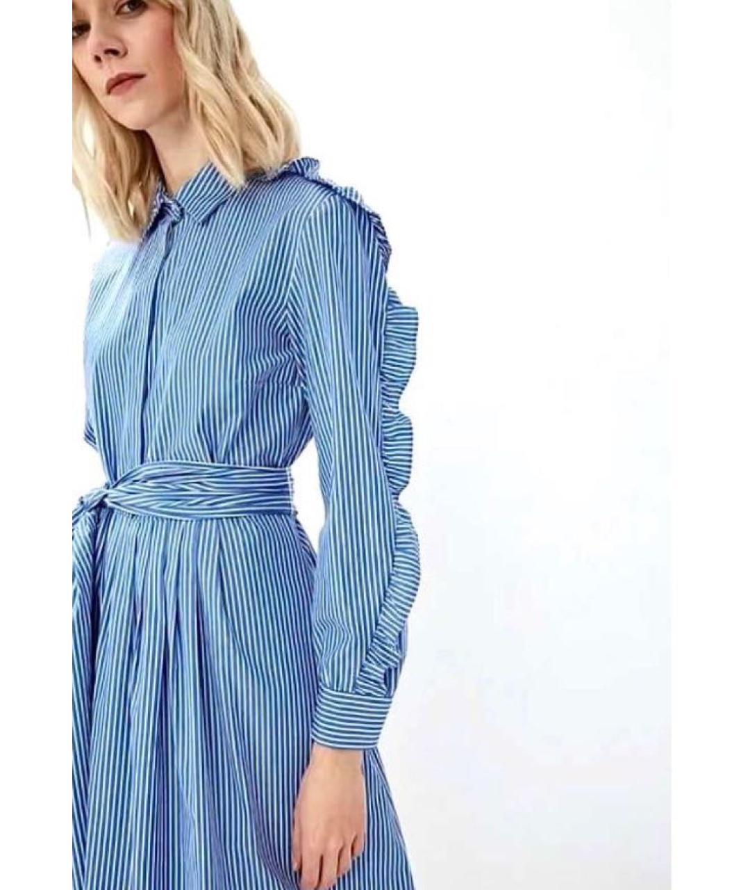 WEEKEND MAX MARA Голубое хлопковое повседневное платье, фото 4