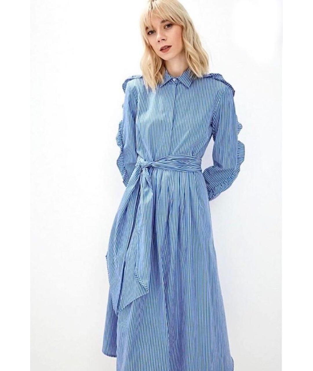 WEEKEND MAX MARA Голубое хлопковое повседневное платье, фото 2