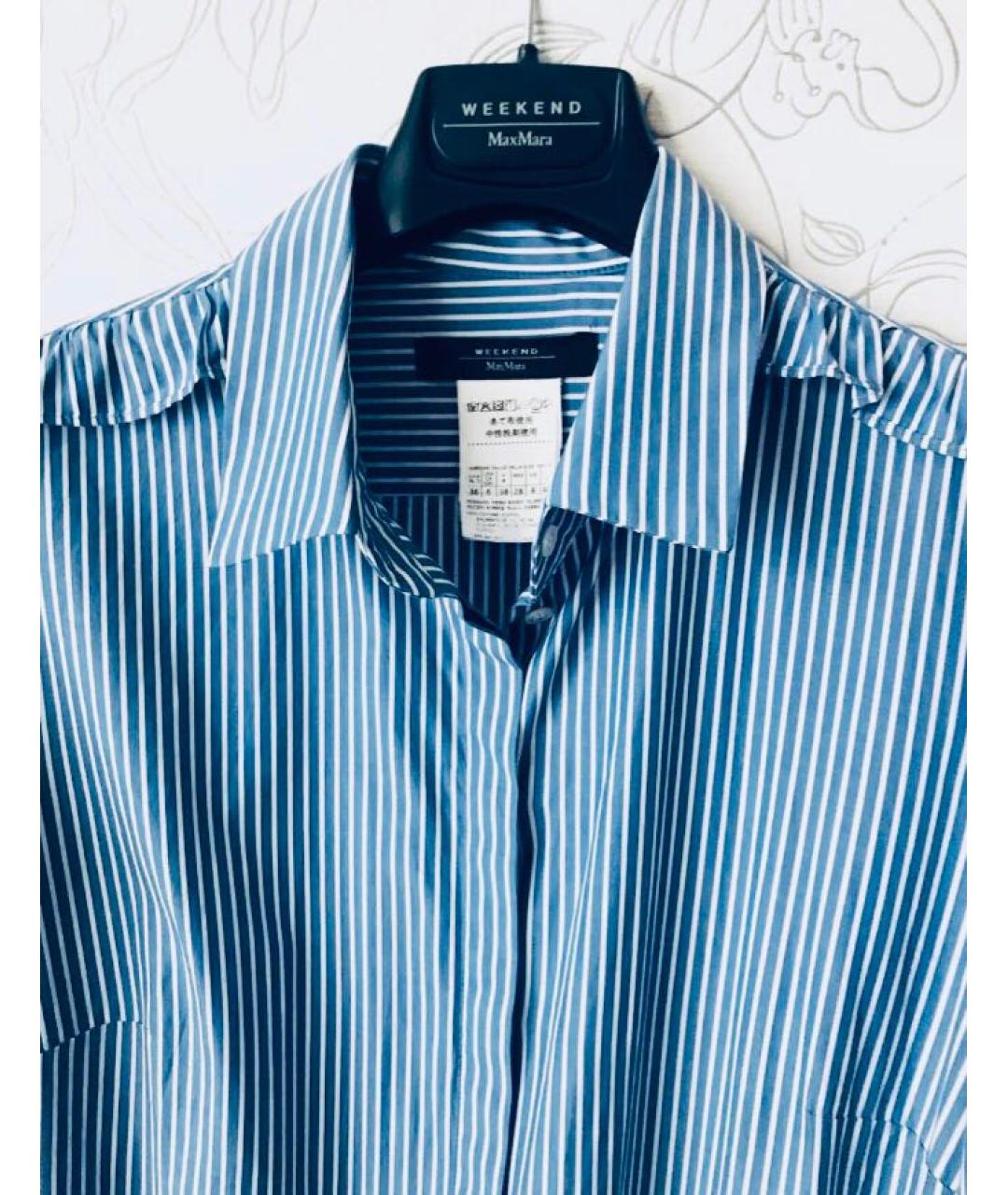 WEEKEND MAX MARA Голубое хлопковое повседневное платье, фото 6