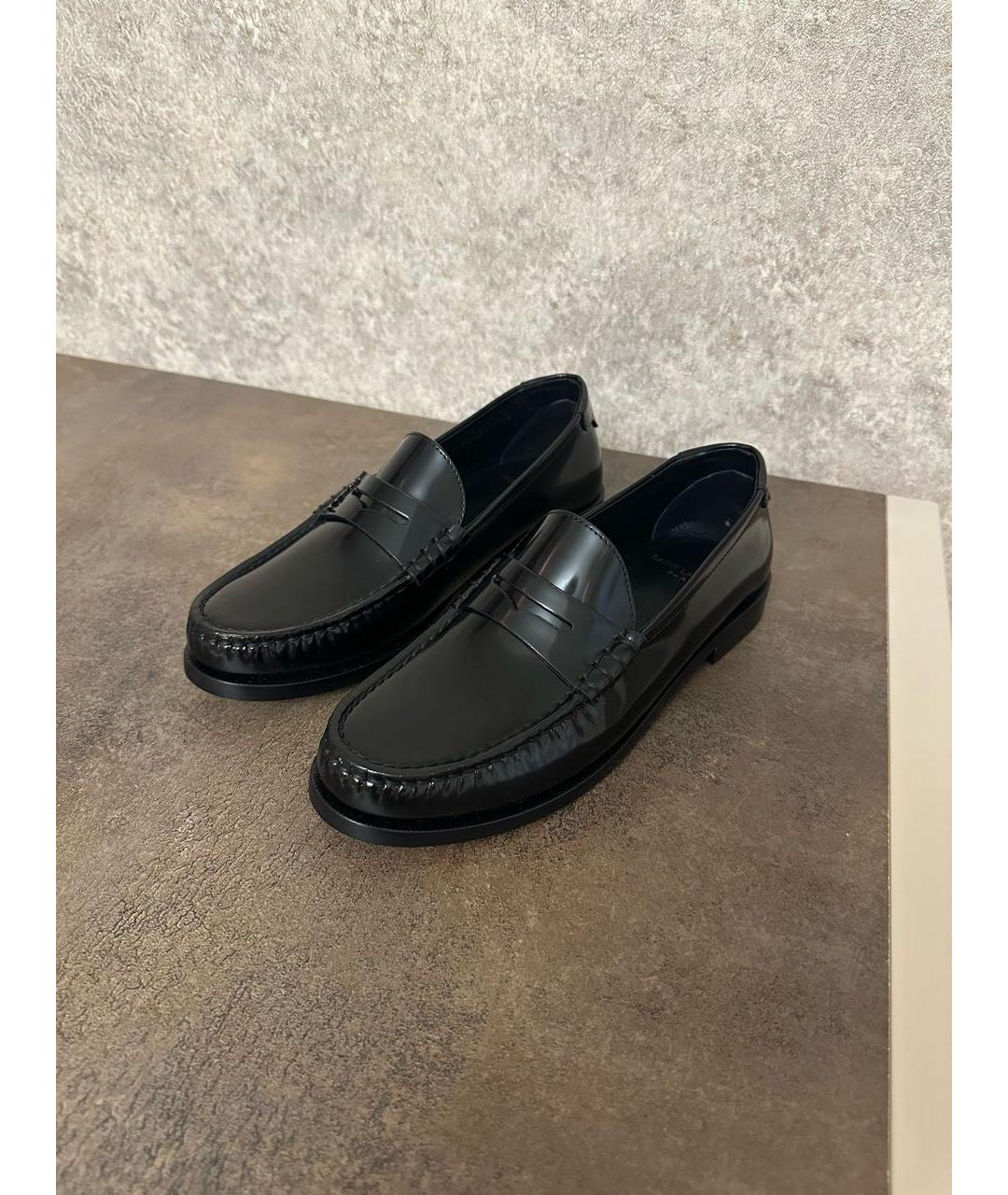 SAINT LAURENT Черные лоферы из лакированной кожи, фото 5