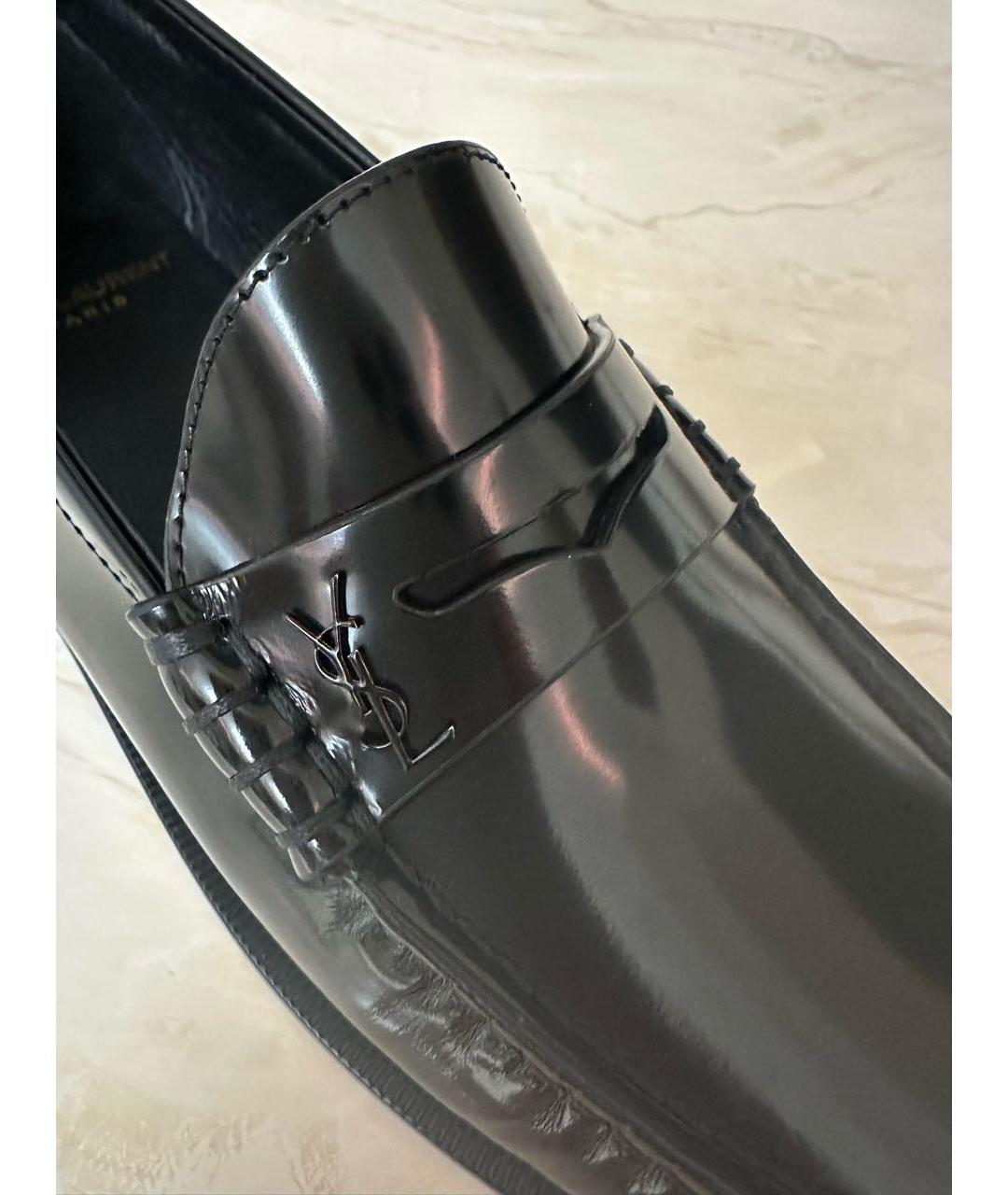 SAINT LAURENT Черные лоферы из лакированной кожи, фото 8
