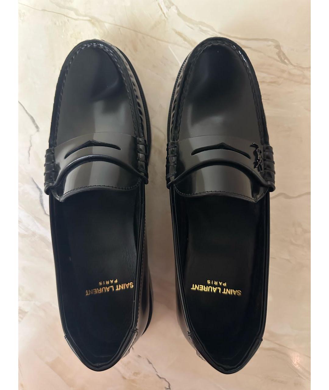 SAINT LAURENT Черные лоферы из лакированной кожи, фото 3