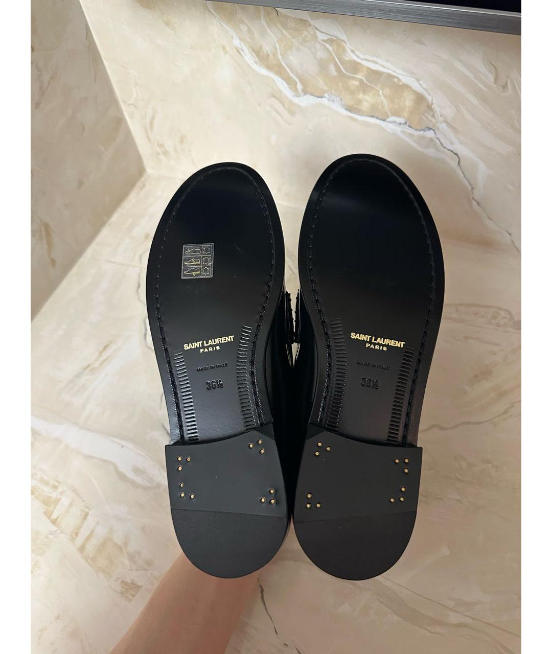 SAINT LAURENT Черные лоферы из лакированной кожи, фото 7