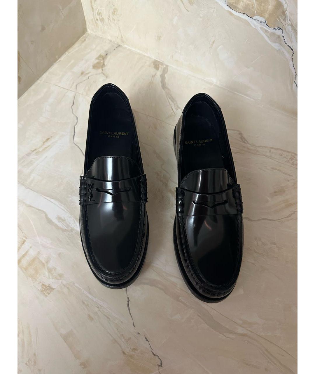 SAINT LAURENT Черные лоферы из лакированной кожи, фото 2