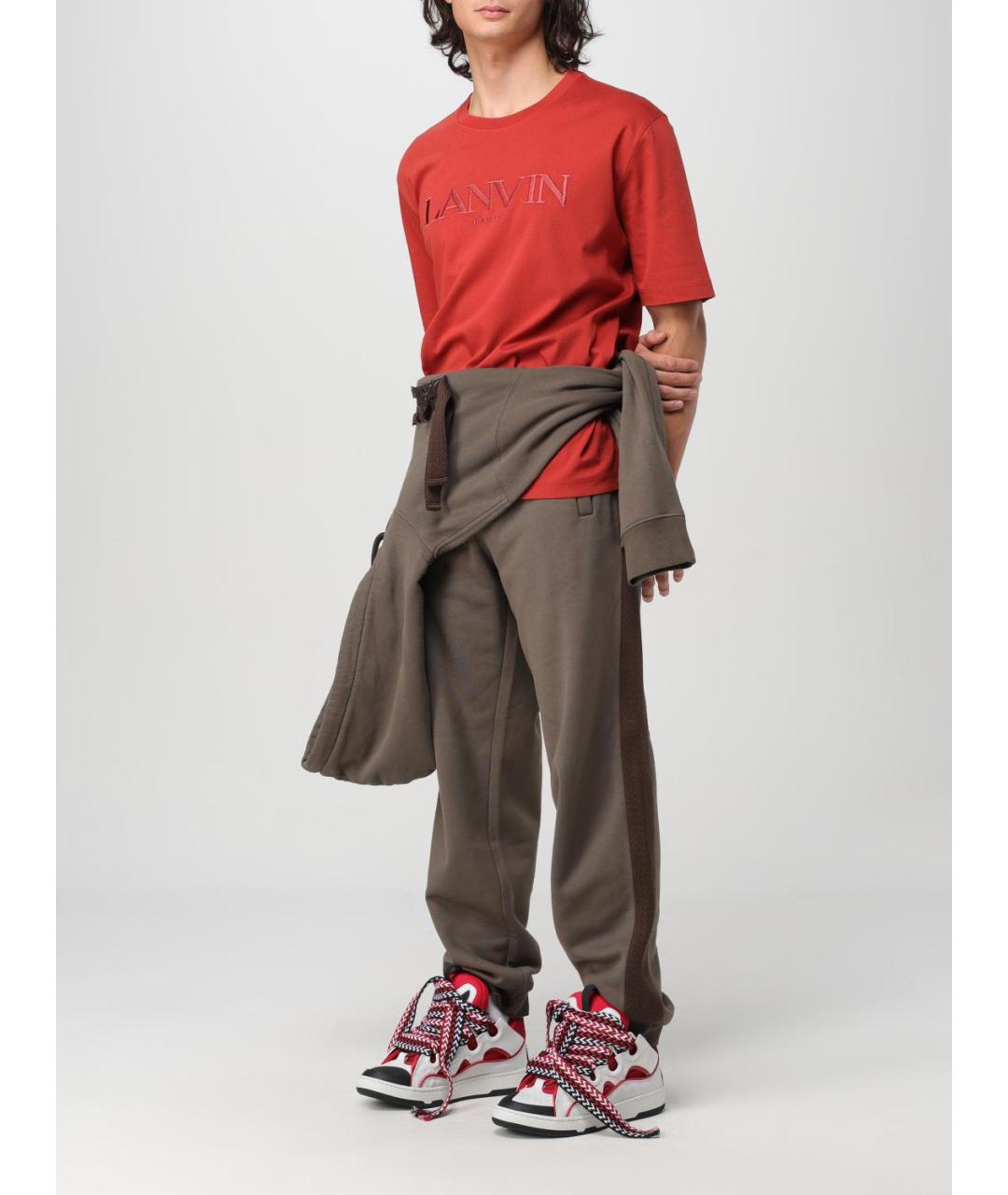 LANVIN Коричневые хлопковые повседневные брюки, фото 3