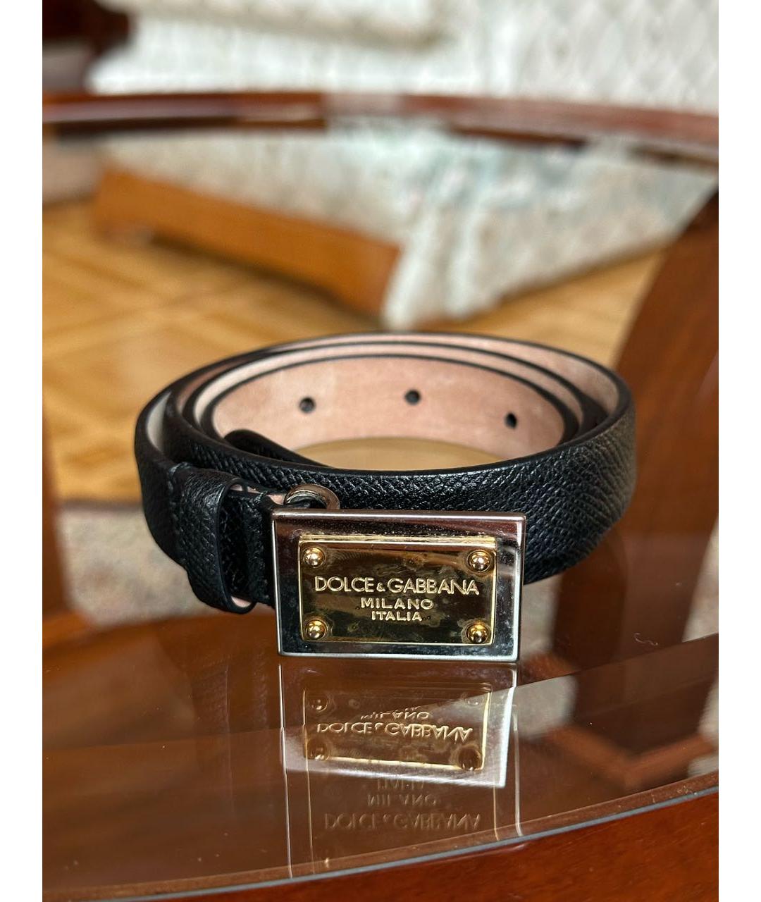 DOLCE&GABBANA Черный кожаный ремень, фото 7
