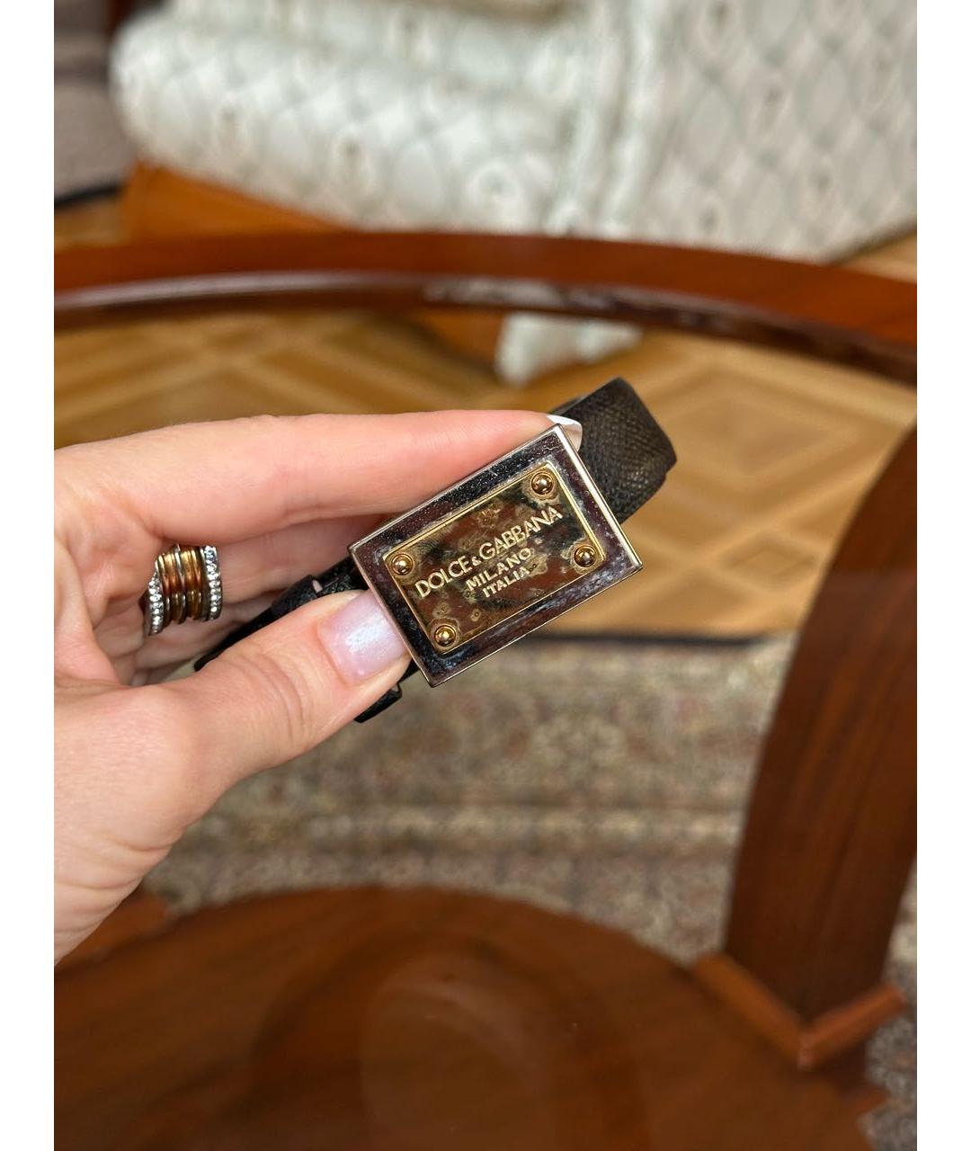 DOLCE&GABBANA Черный кожаный ремень, фото 6