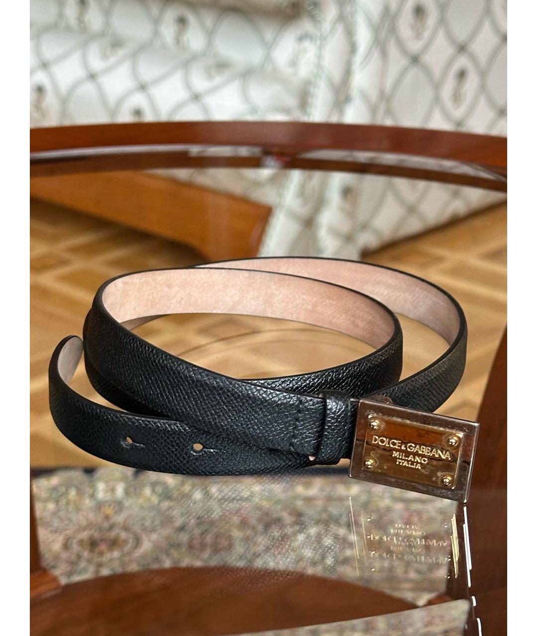 DOLCE&GABBANA Черный кожаный ремень, фото 2