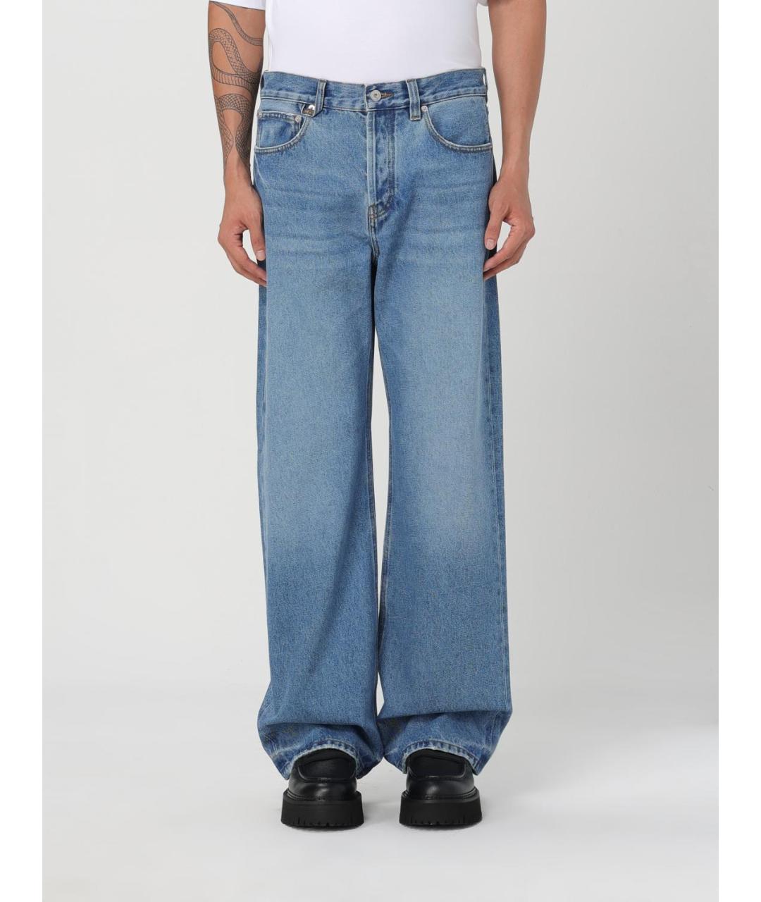 JACQUEMUS Голубые хлопковые прямые джинсы, фото 2