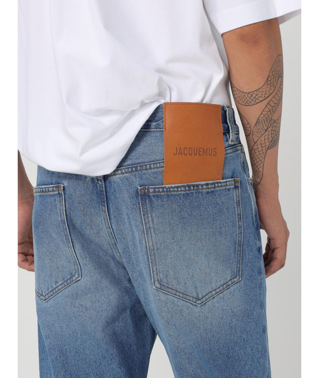 JACQUEMUS Голубые хлопковые прямые джинсы, фото 6