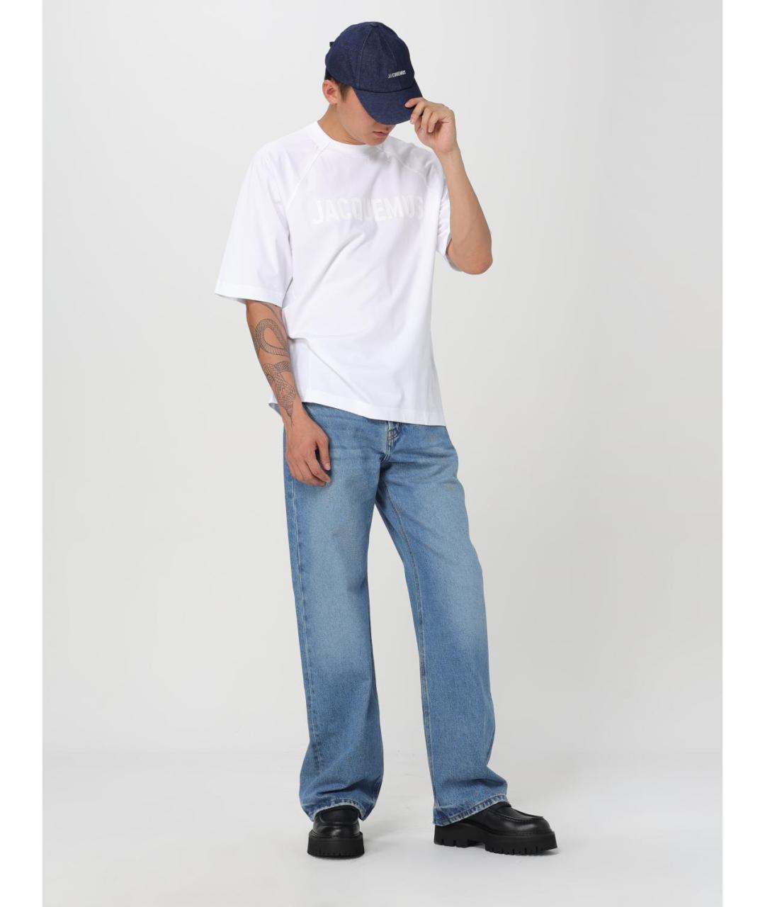 JACQUEMUS Голубые хлопковые прямые джинсы, фото 3
