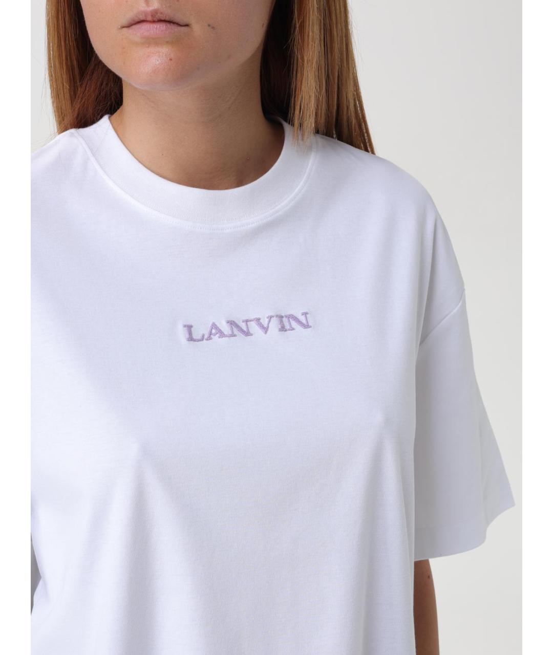 LANVIN Белая хлопковая футболка, фото 5