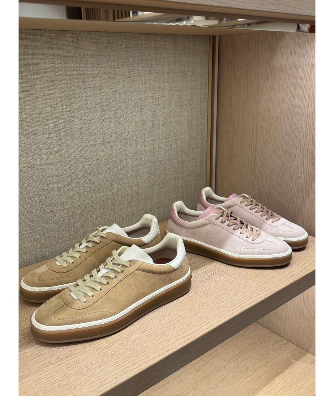 LORO PIANA Розовые кожаные кроссовки, фото 2