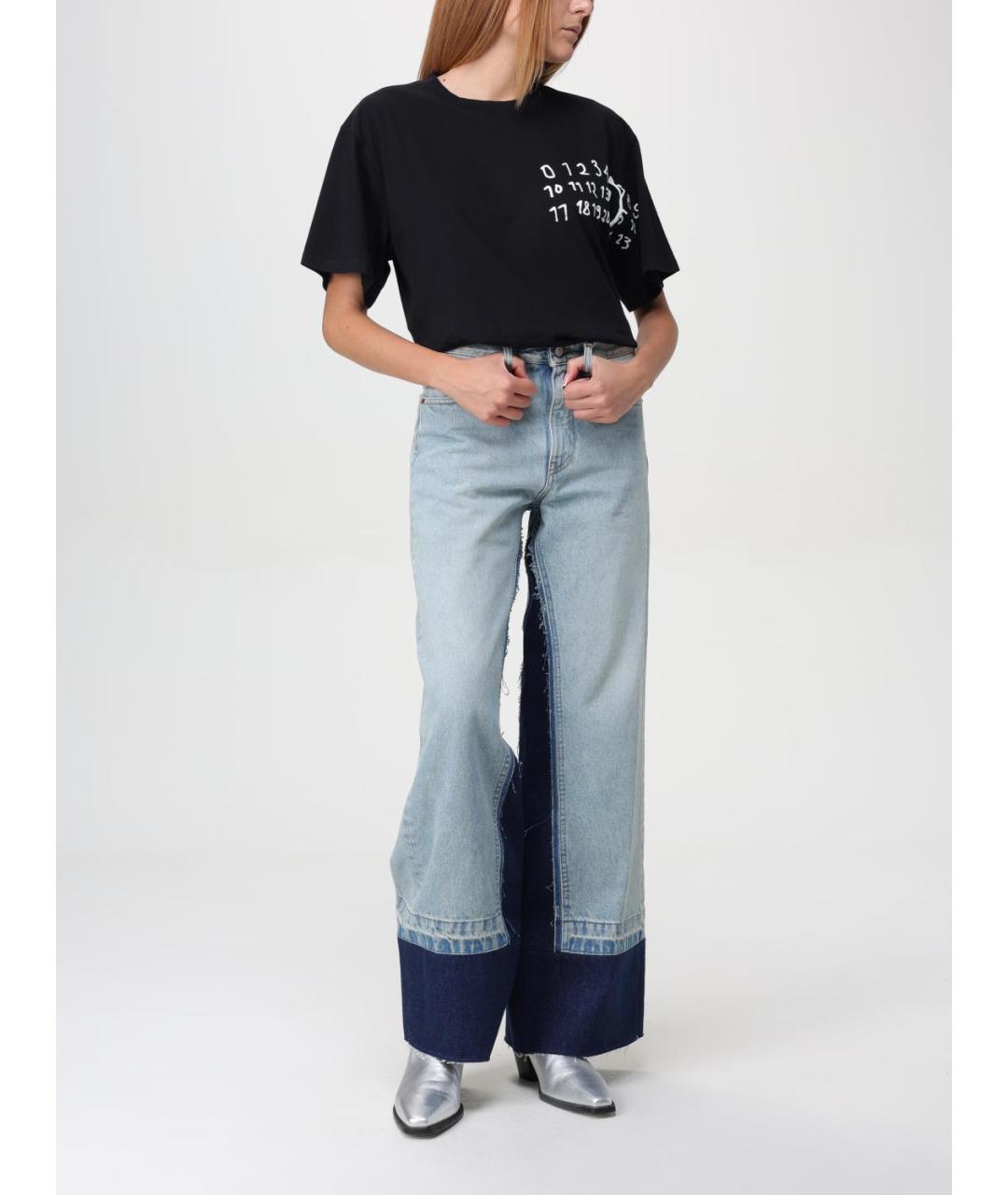 MM6 MAISON MARGIELA Синие хлопковые джинсы клеш, фото 3